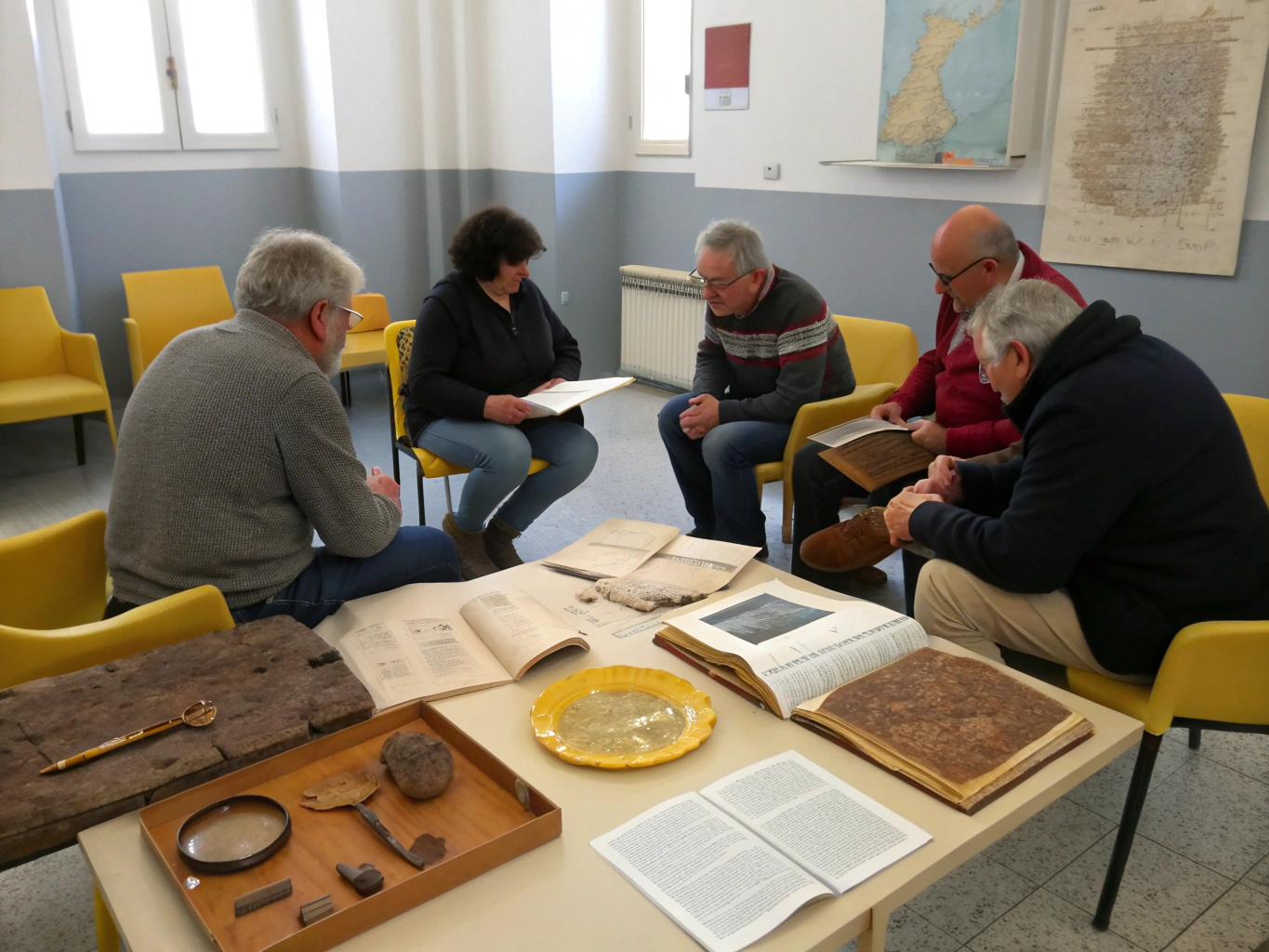 Groupe discutant en cercle